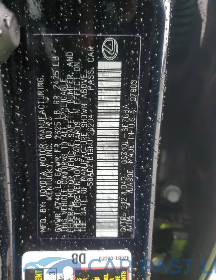 58ADZ1B19NU126204# 12