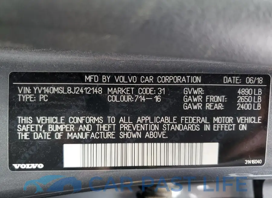 YV140MSL8J2412148# 13
