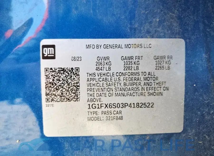1G1FX6S03P4182522# 12