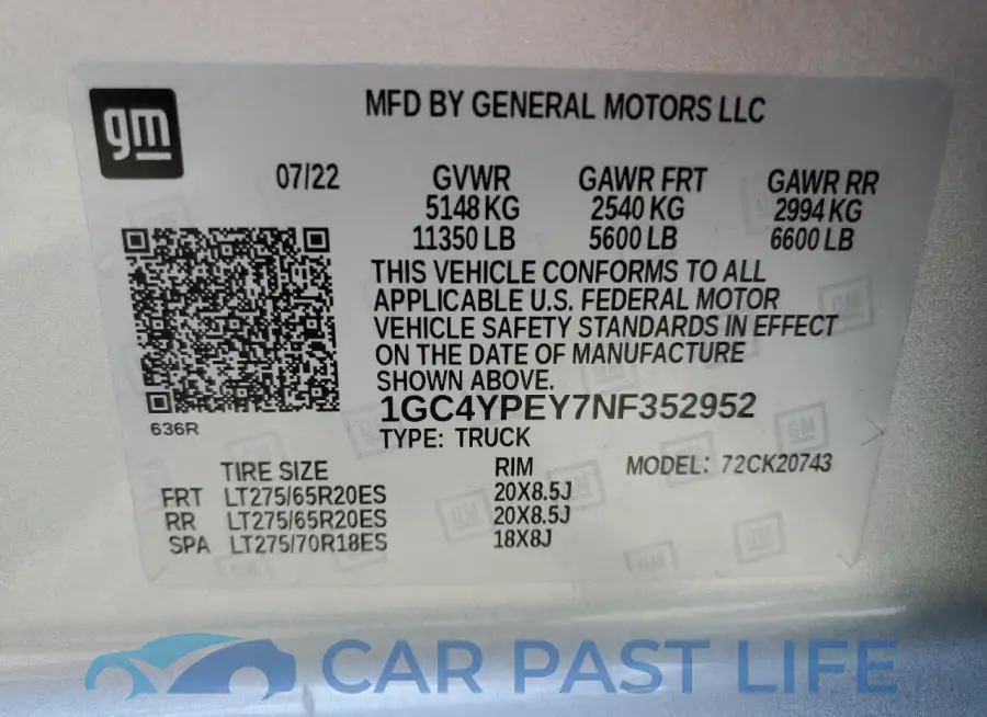 1GC4YPEY7NF352952# 12