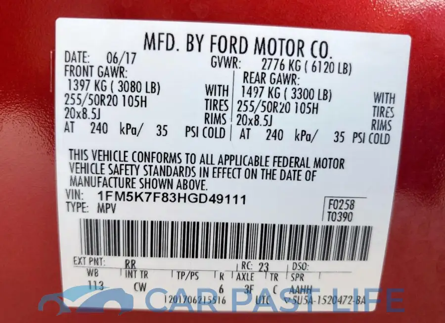1FM5K7F83HGD49111# 13