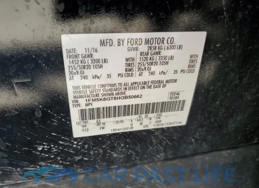 1FM5K8GT8HGB50662# 12