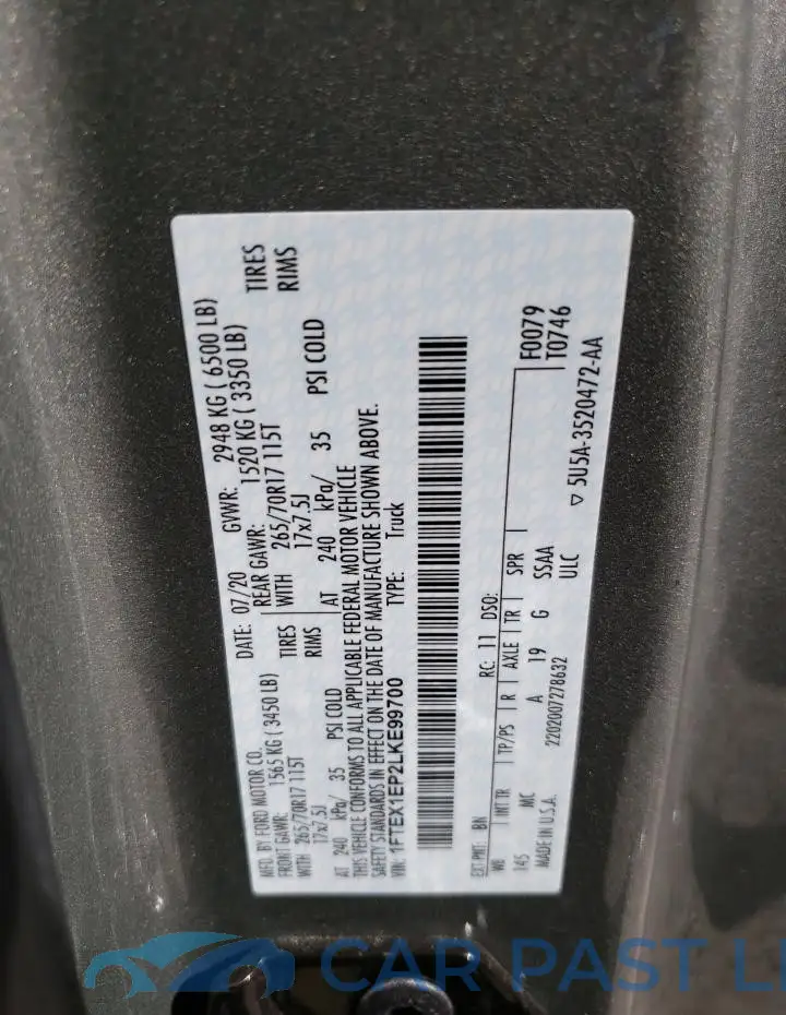 1FTEX1EP2LKE99700# 12