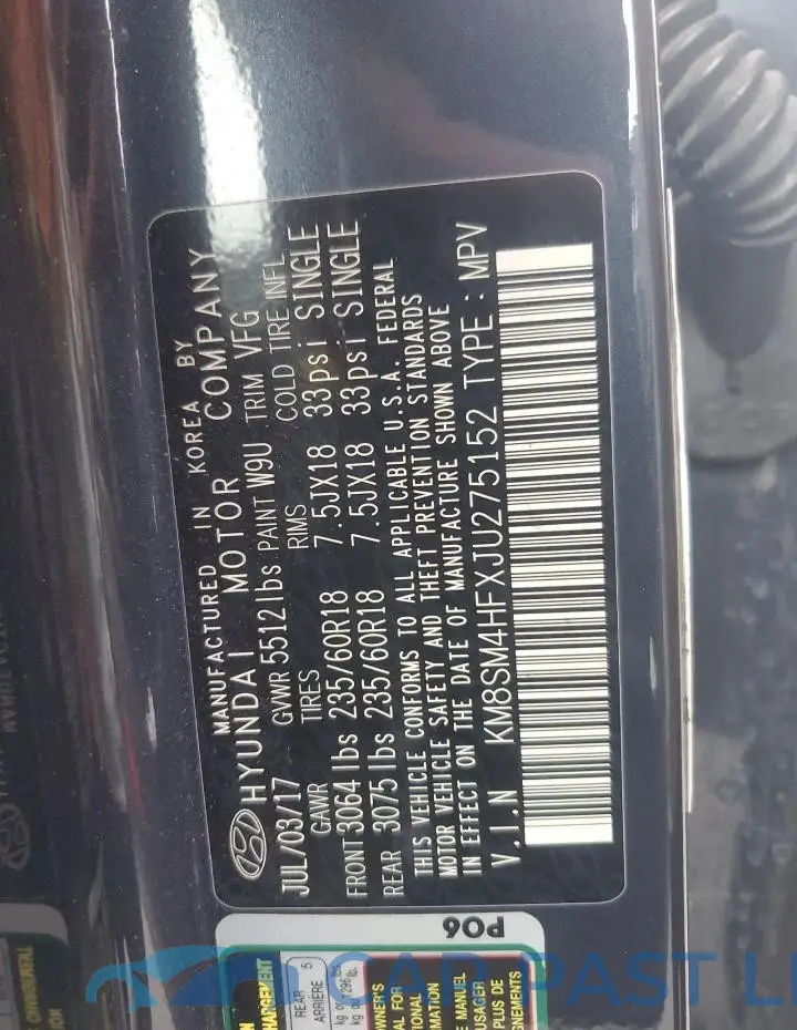 KM8SM4HFXJU275152# 13