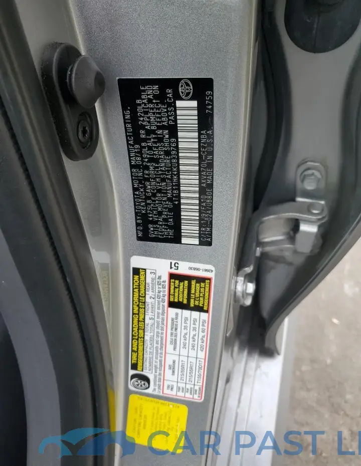 4T1B11HK4KU839769# 13
