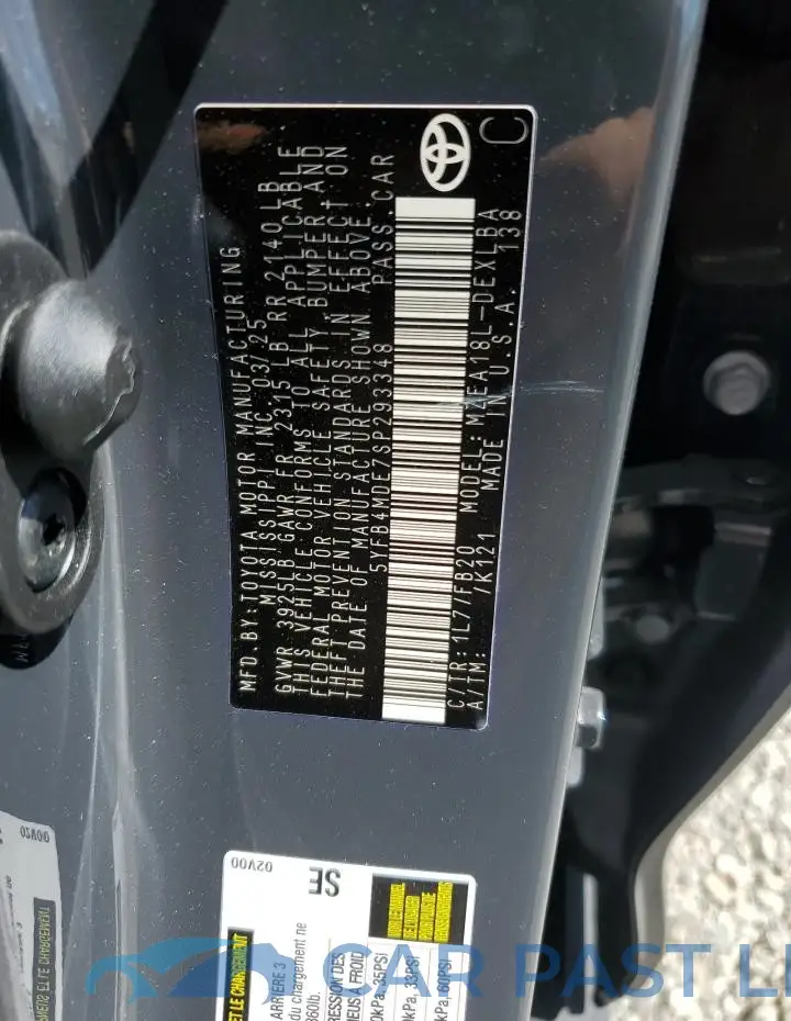 5YFB4MDE7SP293348# 12