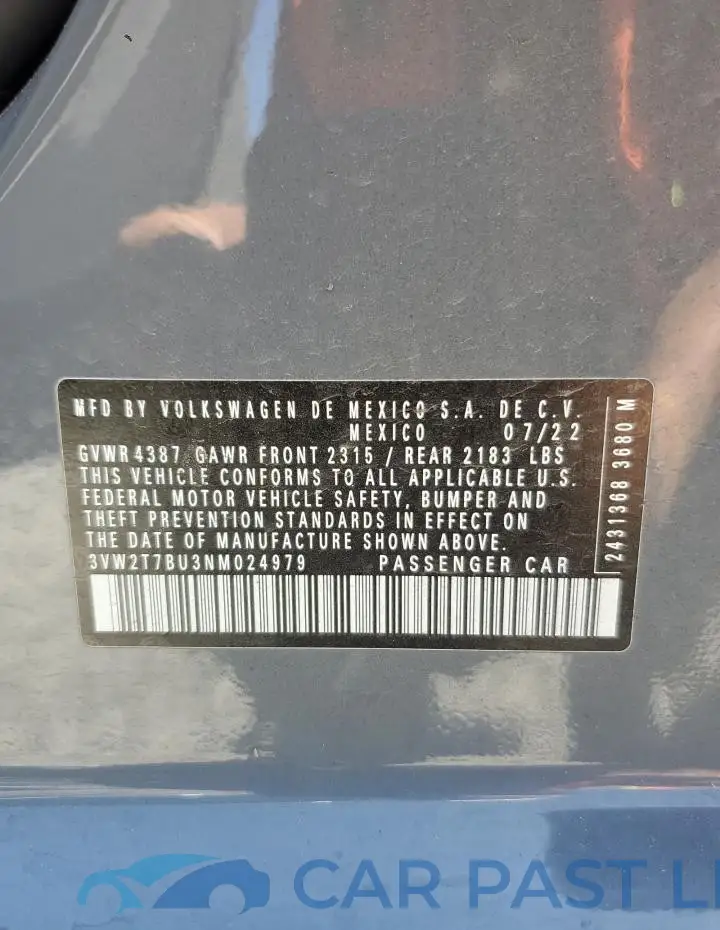 3VW2T7BU3NM024979# 12