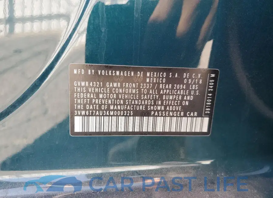 3VW6T7AU3KM000325# 12