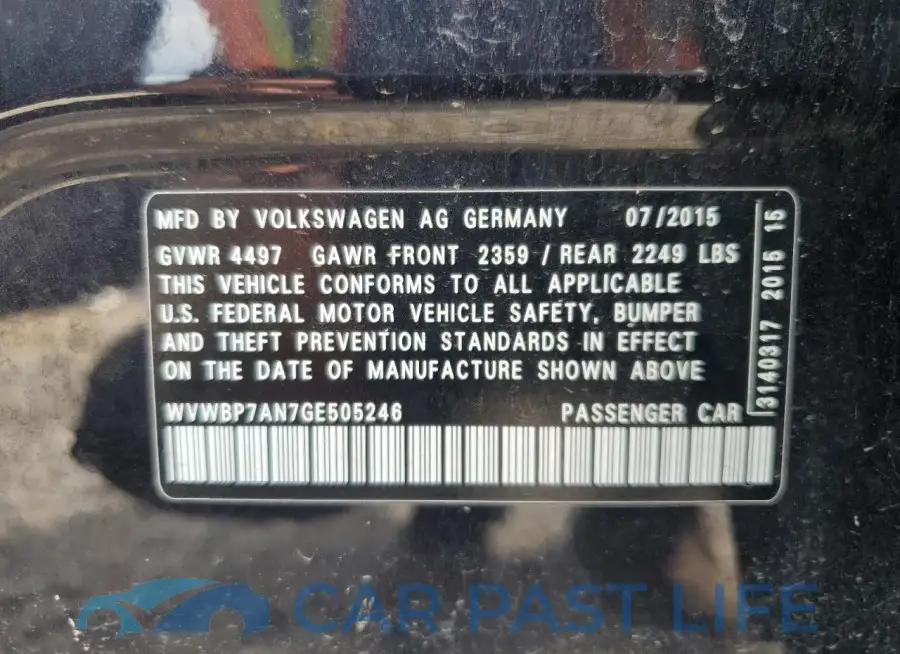 WVWBP7AN7GE505246# 12