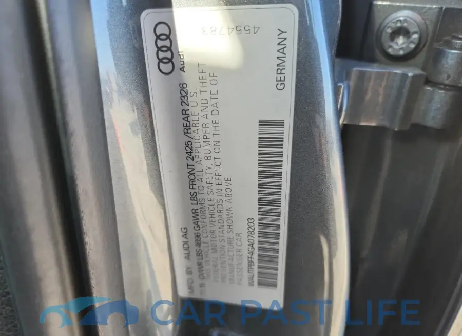 WAUTPBFF4GA078203# 12