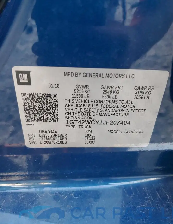 1GT42WCY1JF207494# 12