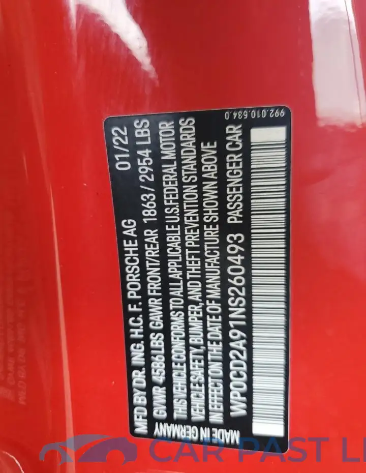 WP0CD2A91NS260493# 12