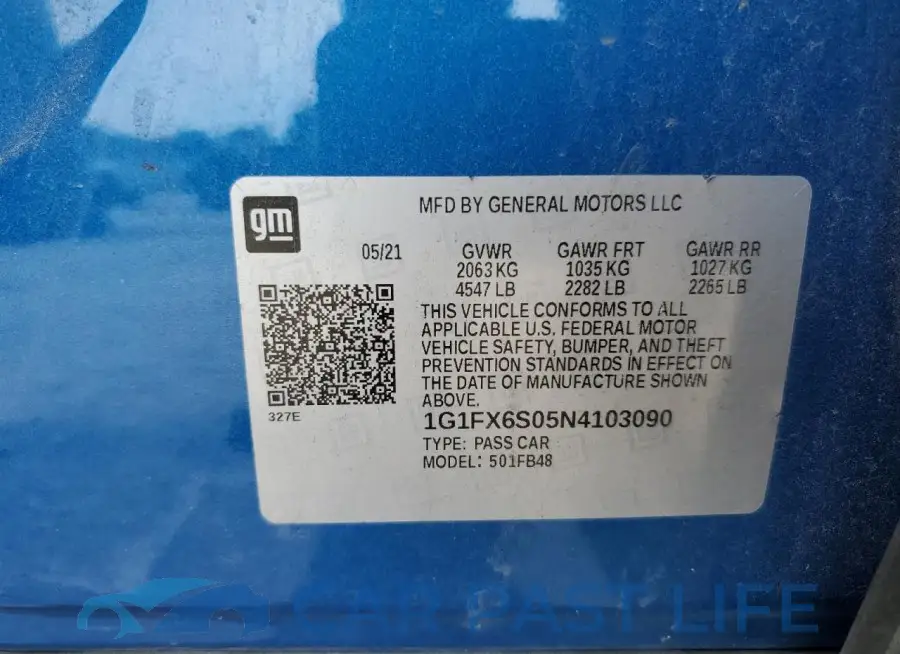 1G1FX6S05N4103090# 12
