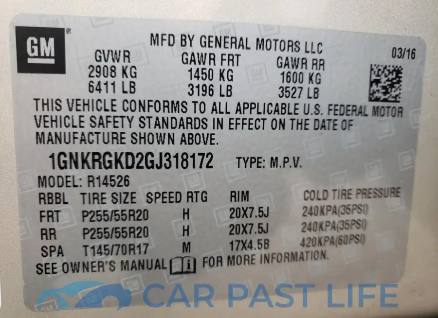 1GNKRGKD2GJ318172# 13