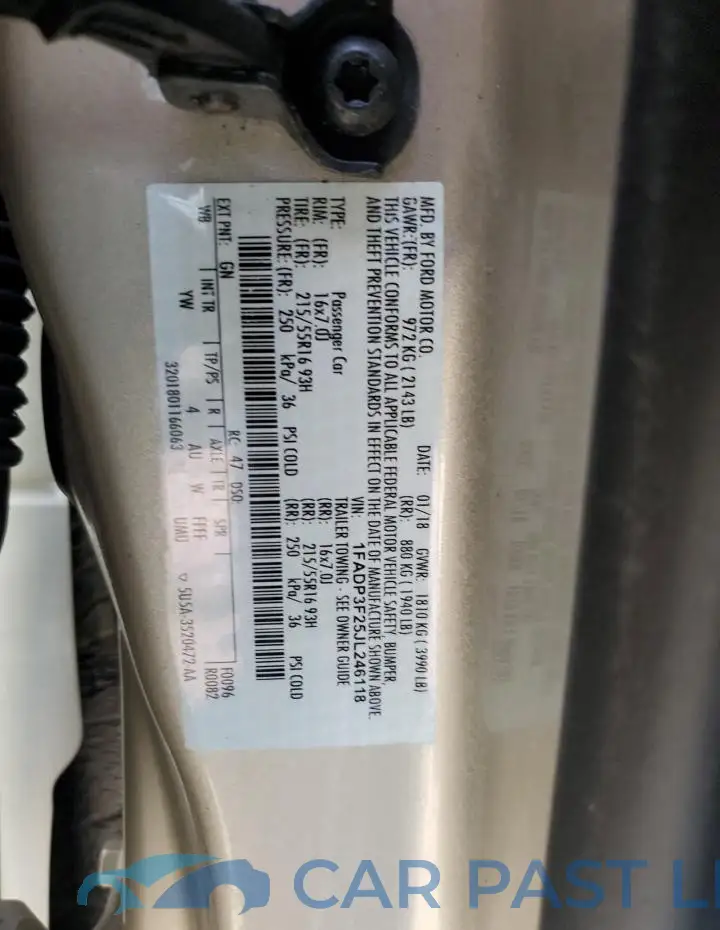 1FADP3F25JL246118# 12