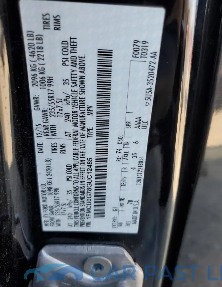 1FMCU0G78GUC12485# 13