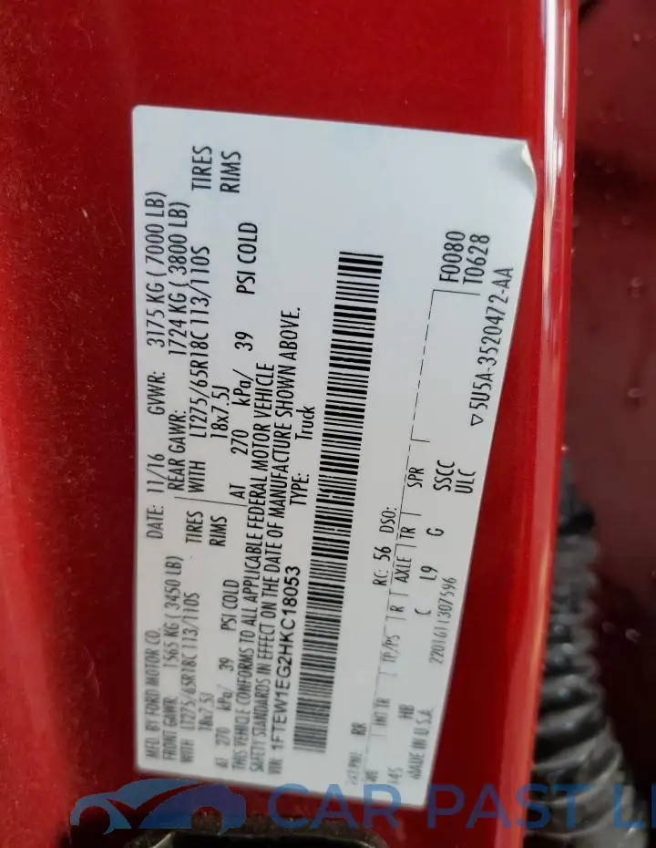 1FTEW1EG2HKC18053# 12