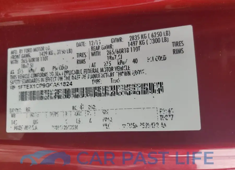 1FTEX1CP9GFA61824# 12