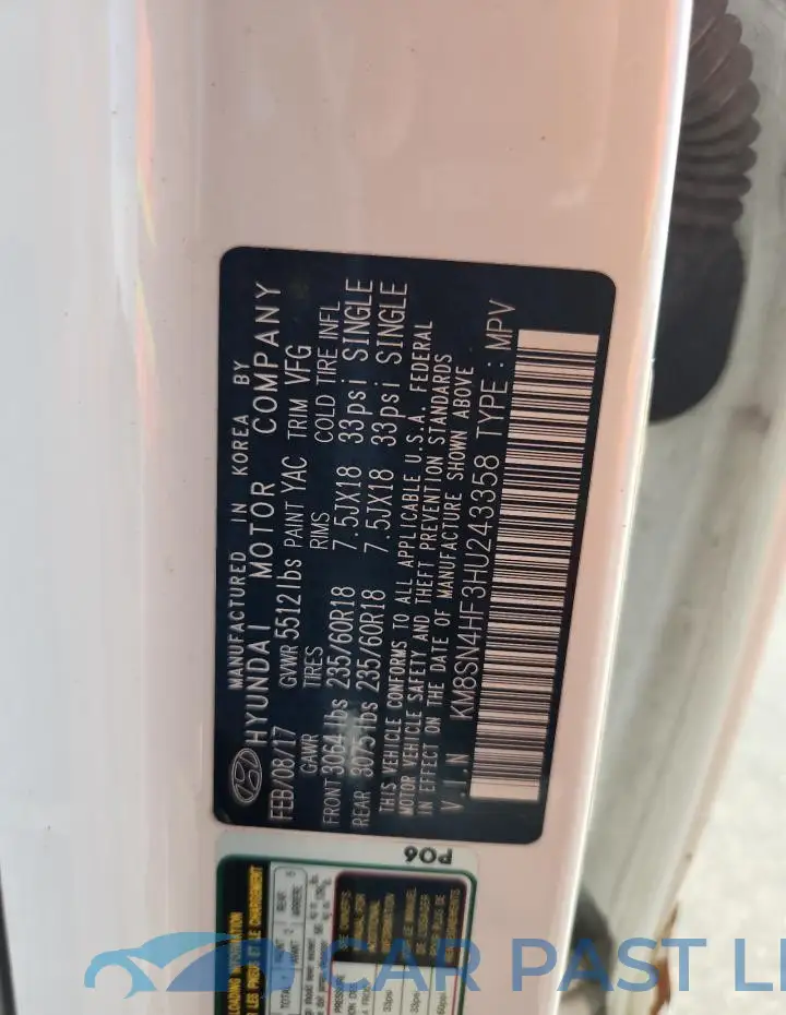 KM8SN4HF3HU243358# 13