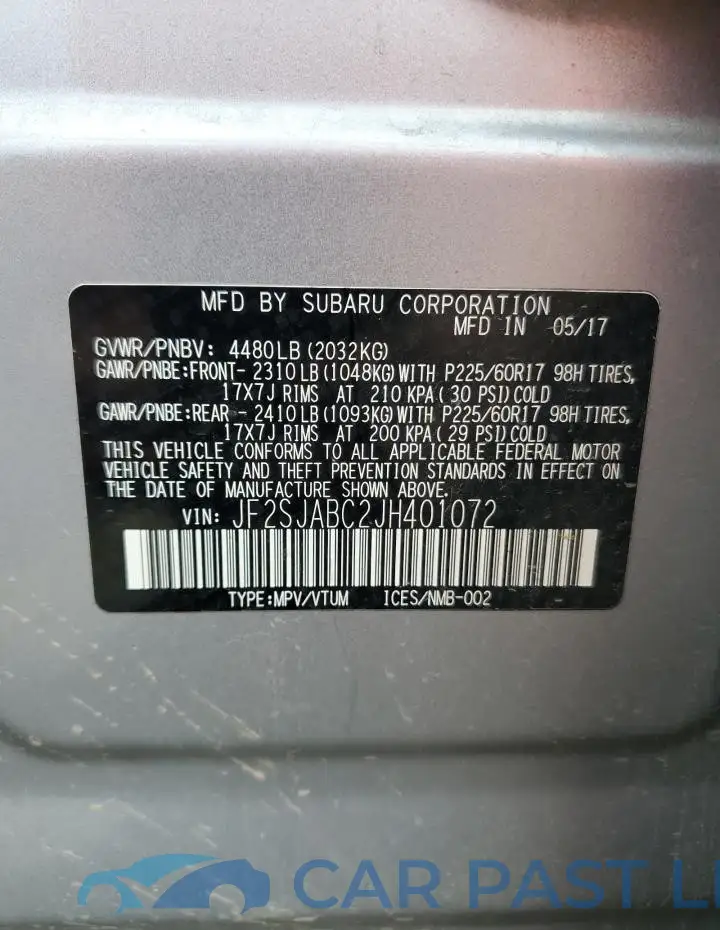 JF2SJABC2JH401072# 13