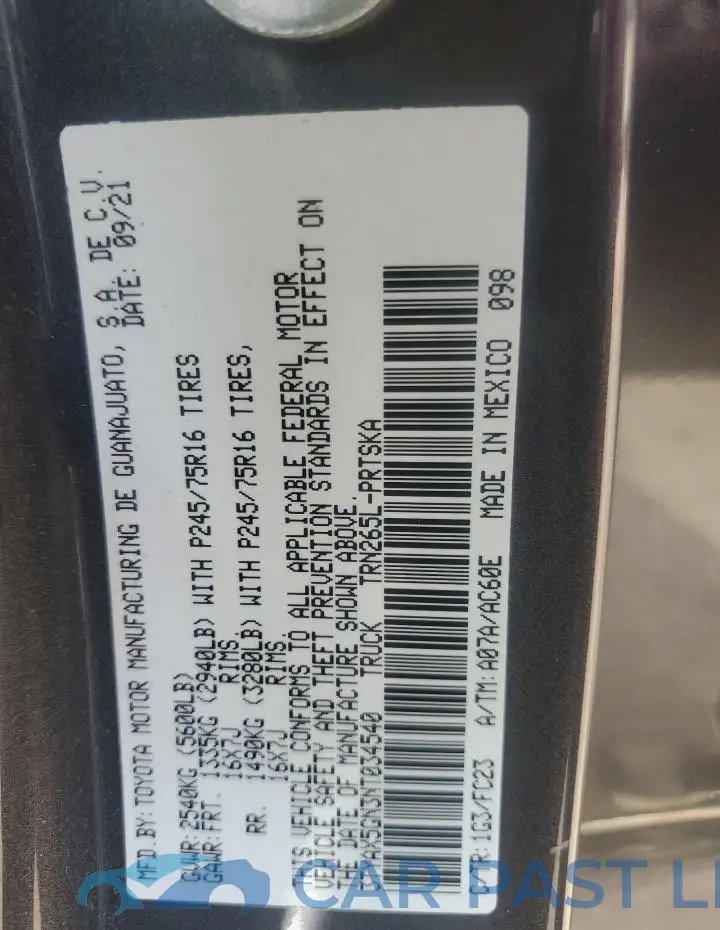 3TYAX5GN3NT034540# 13