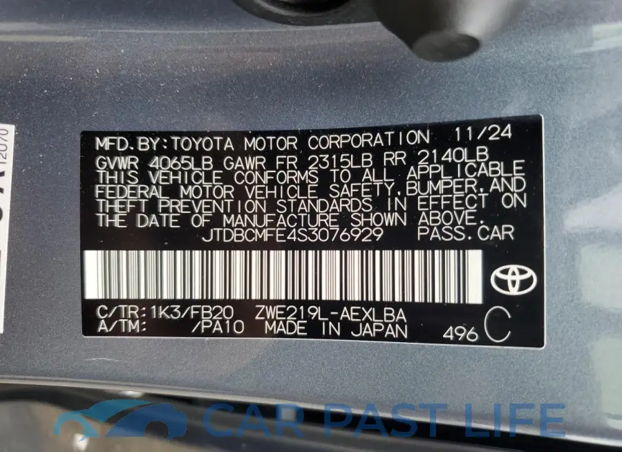 JTDBCMFE4S3076929# 12