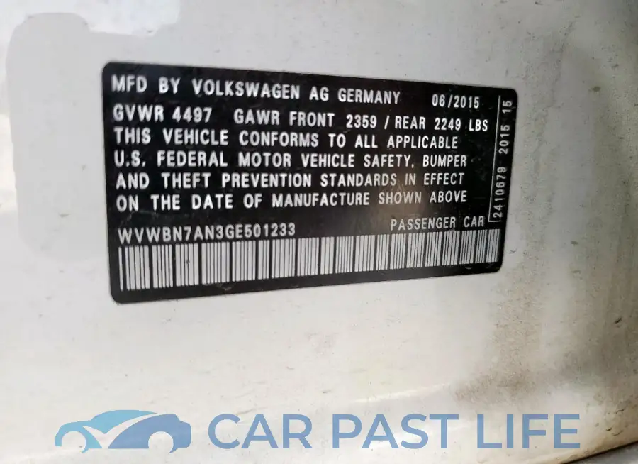 WVWBN7AN3GE501233# 12