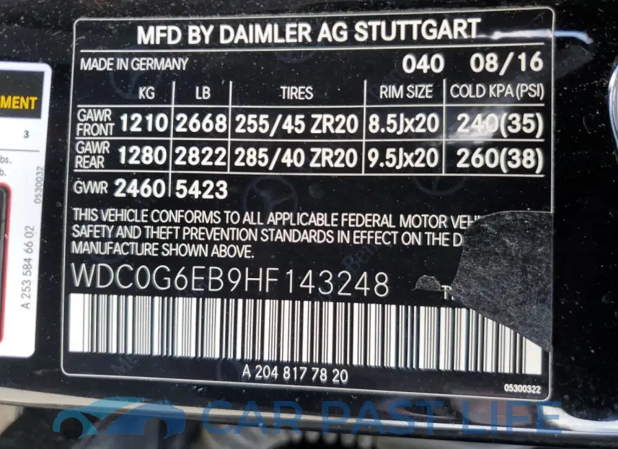 WDC0G6EB9HF143248# 13