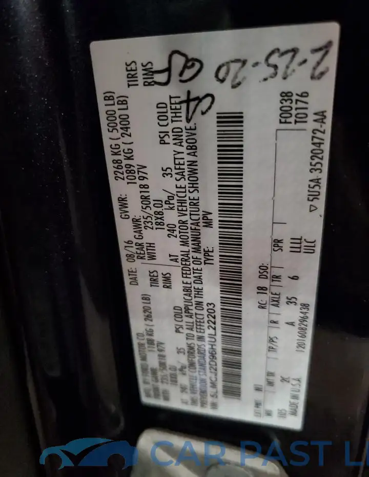 5LMCJ2D96HUL22203# 13