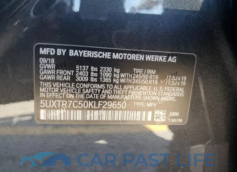 5UXTR7C50KLF29650# 13