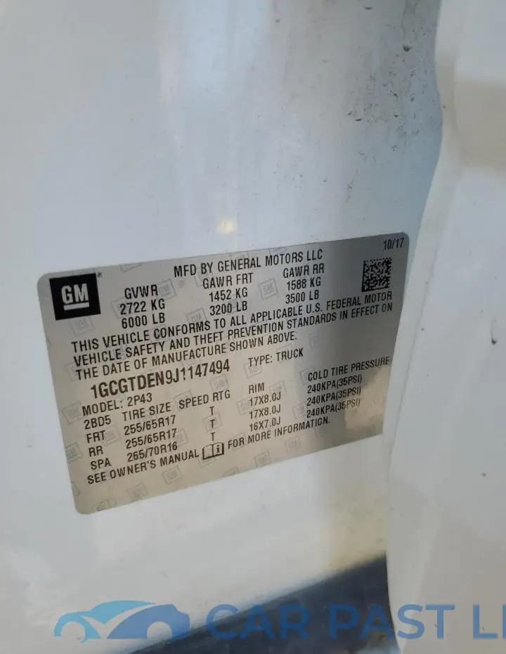 1GCGTDEN9J1147494# 12