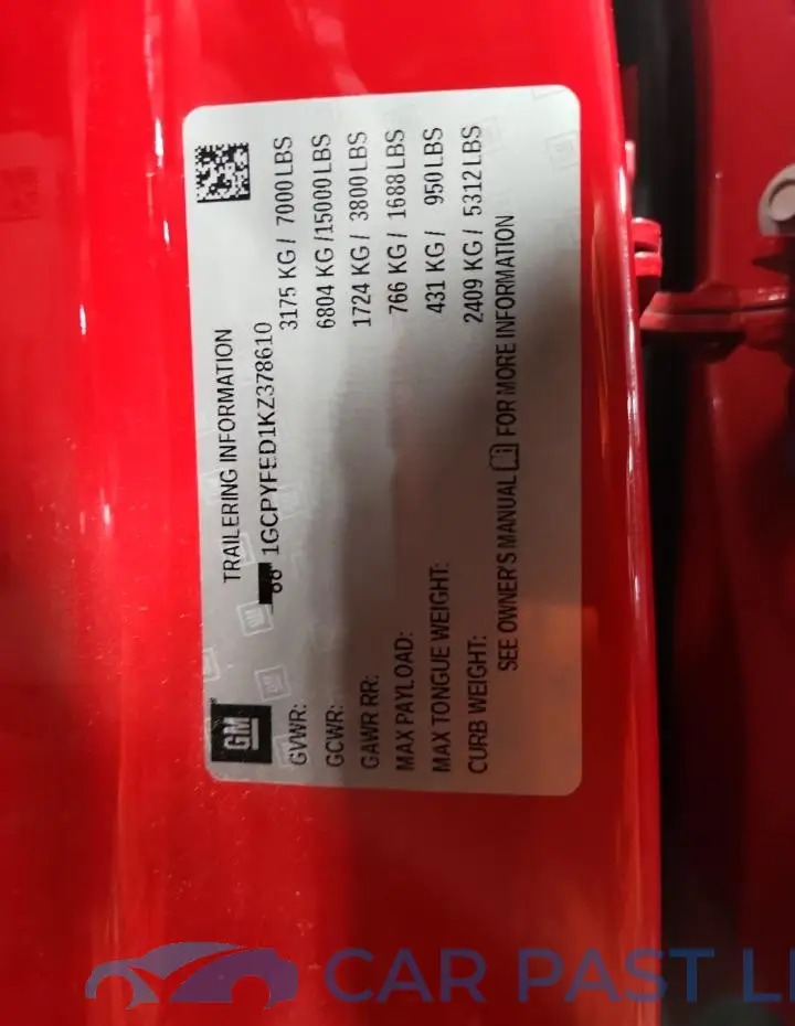 1GCPYFED1KZ378610# 13