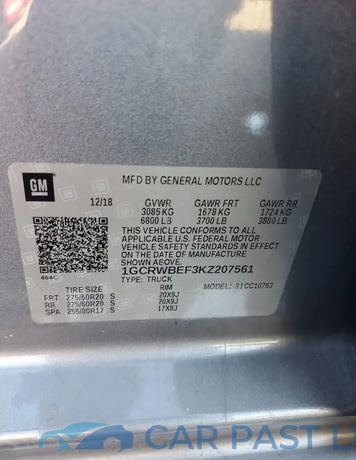 1GCRWBEF3KZ207561# 12