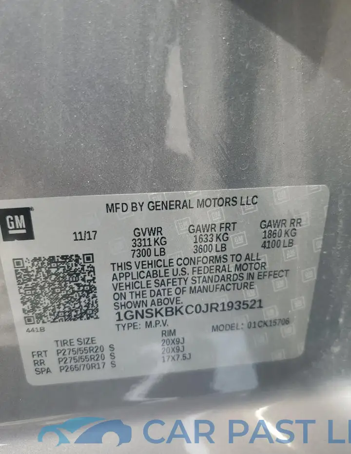 1GNSKBKC0JR193521# 13