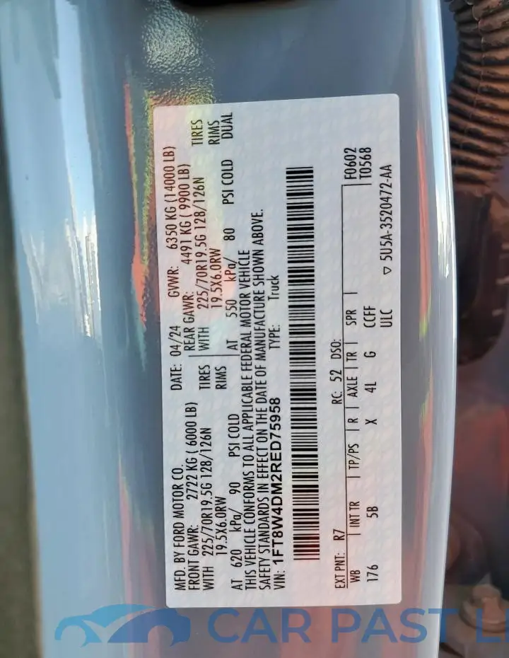 1FT8W4DM2RED75958# 12