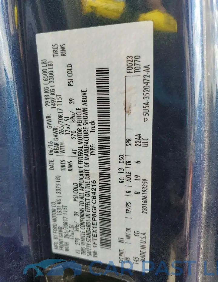 1FTEX1EP8GFC64216# 12