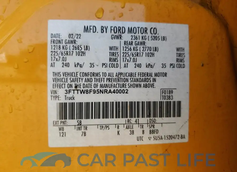3FTTW8F95NRA40002# 12