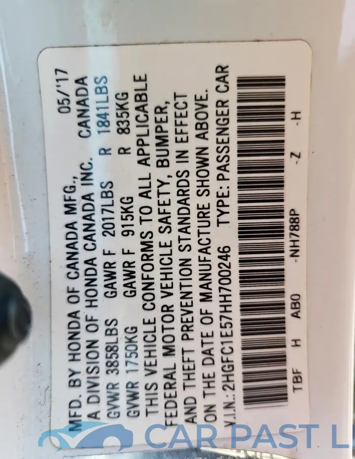 2HGFC1E57HH700246# 12