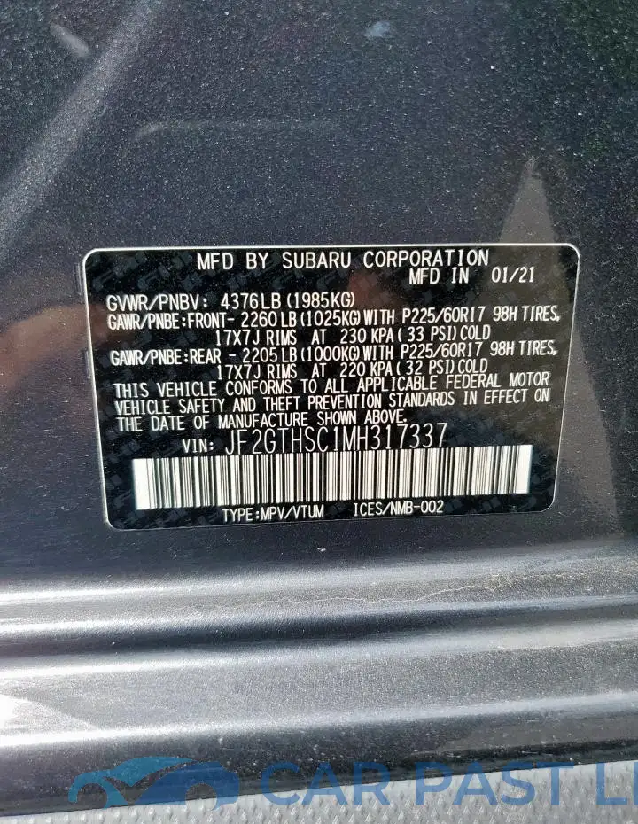 JF2GTHSC1MH317337# 13