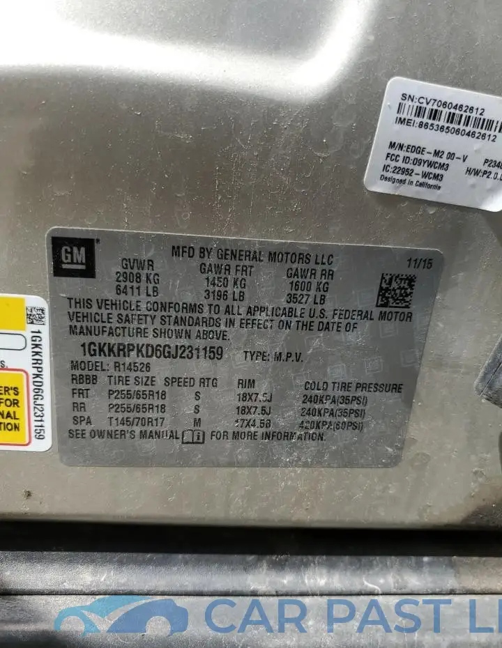 1GKKRPKD6GJ231159# 13