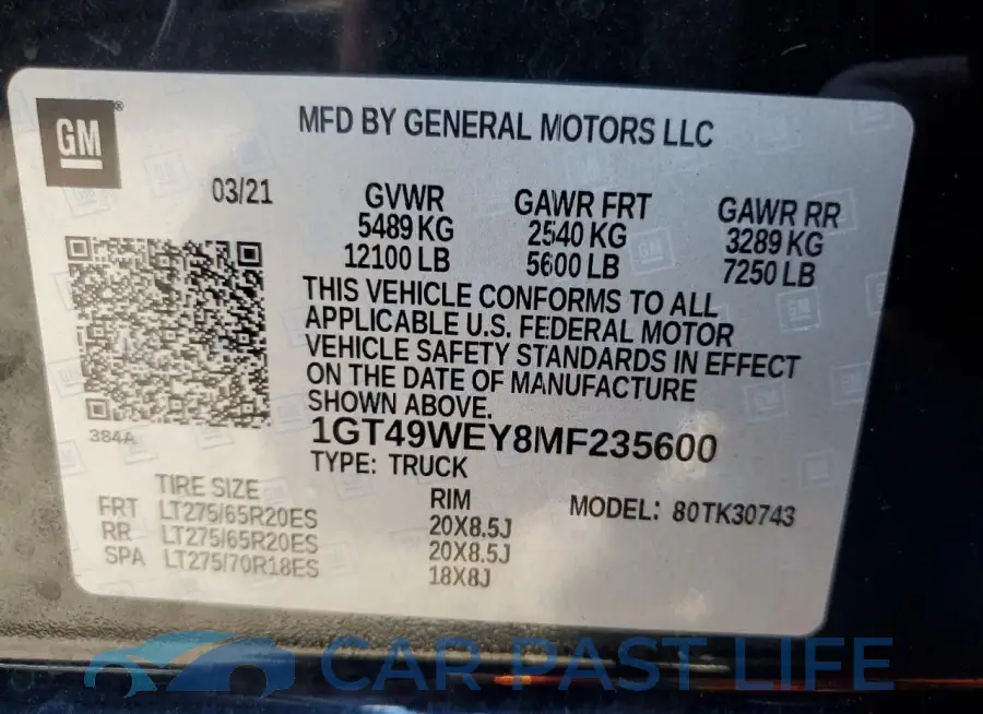 1GT49WEY8MF235600# 12