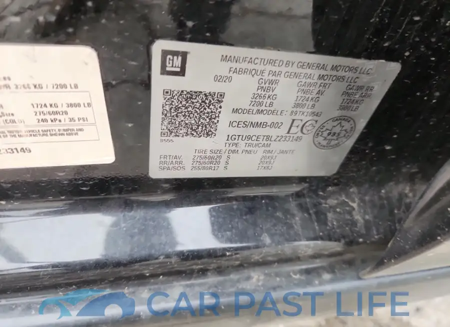 1GTU9CET8LZ233149# 12