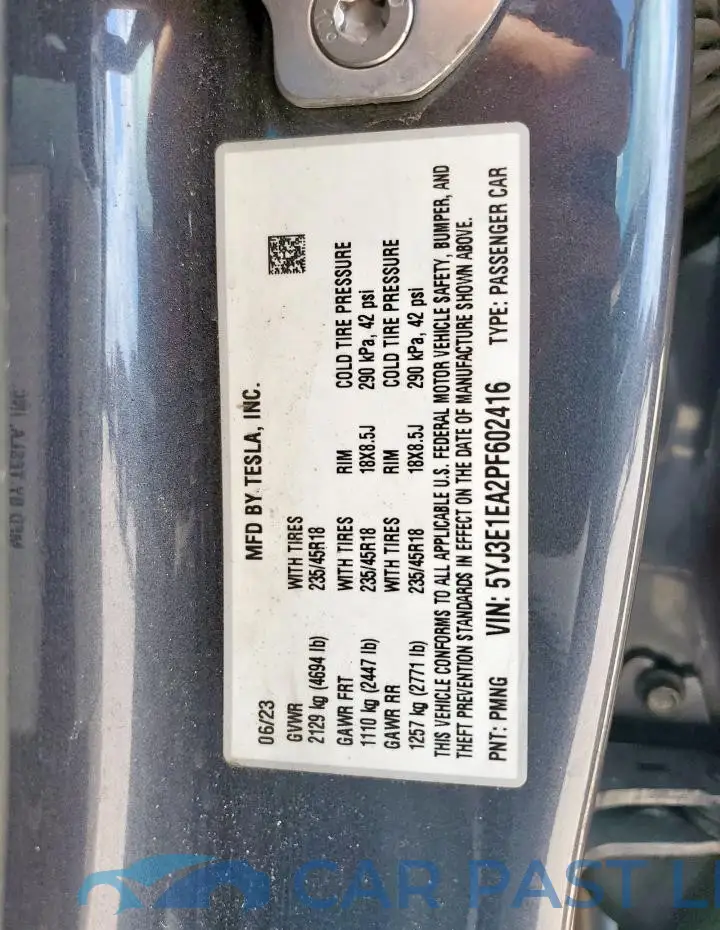5YJ3E1EA2PF602416# 13