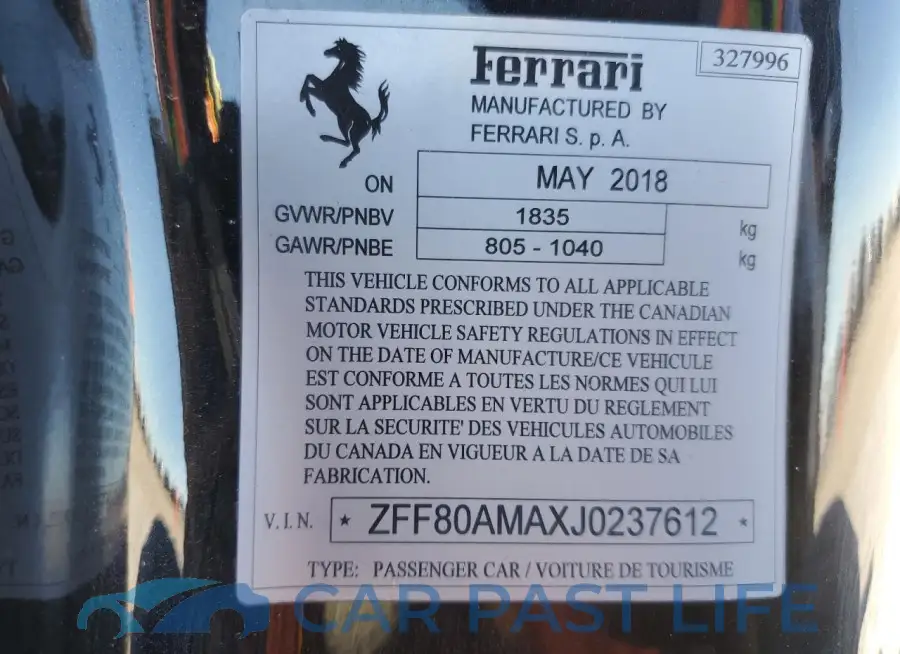 ZFF80AMAXJ0237612# 12
