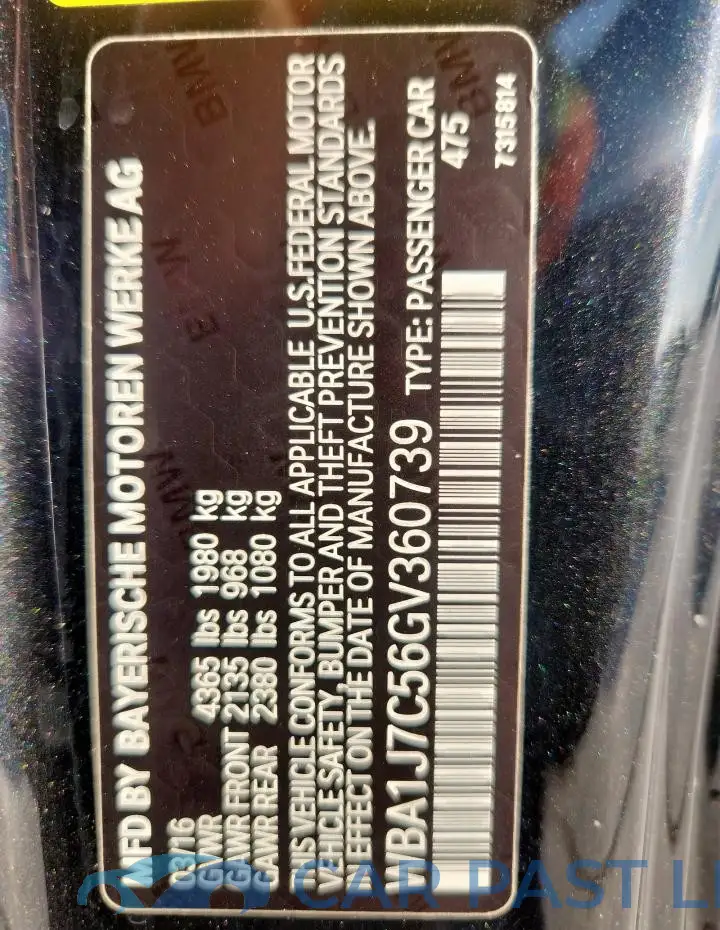 WBA1J7C56GV360739# 12