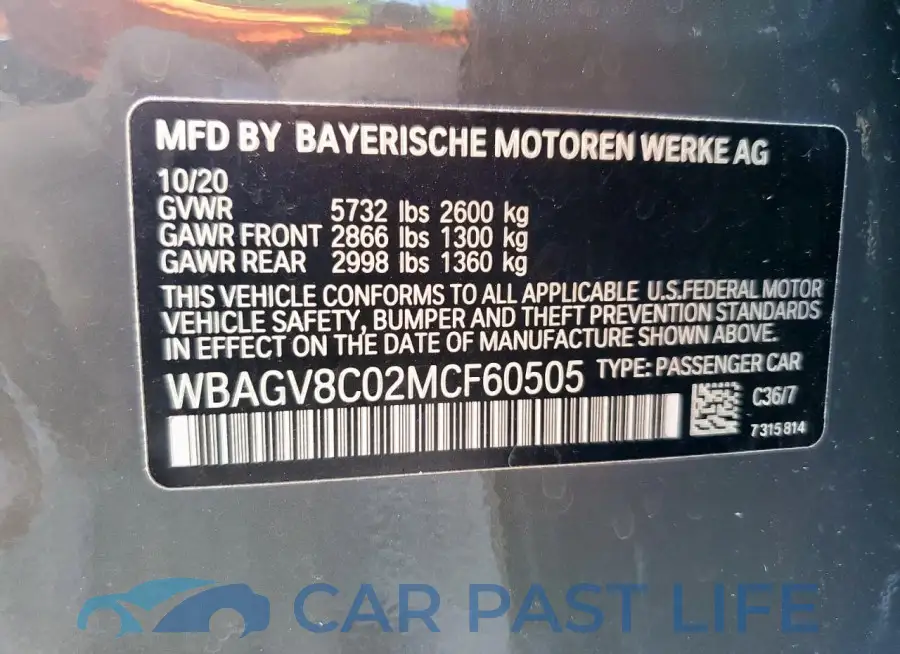 WBAGV8C02MCF60505# 14