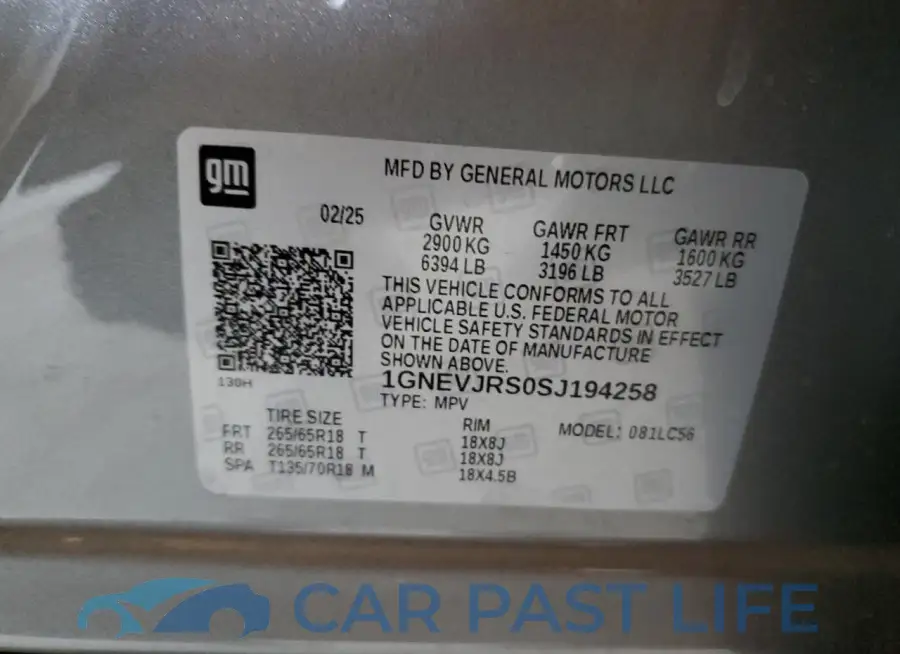 1GNEVJRS0SJ194258# 13