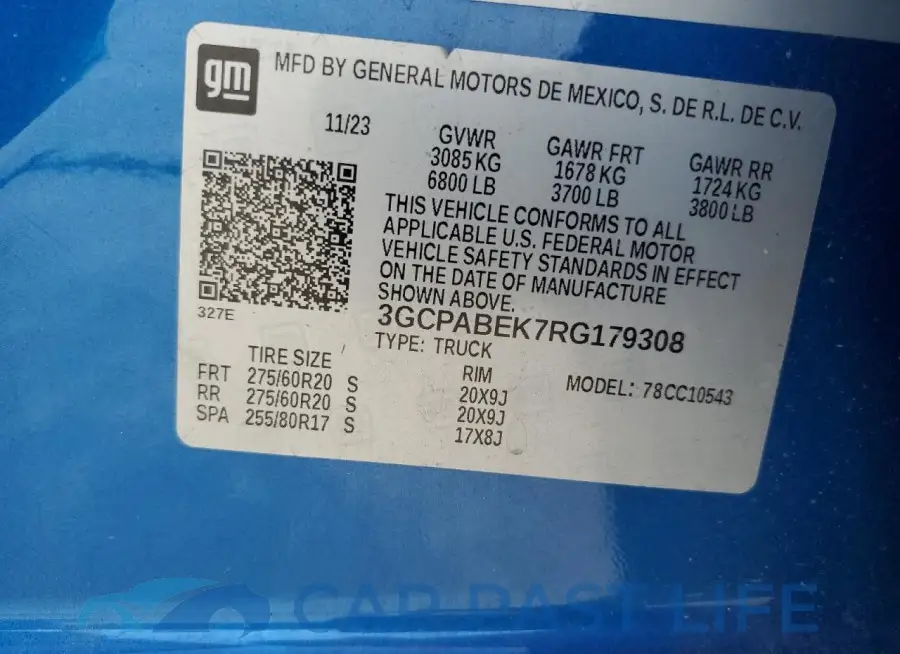 3GCPABEK7RG179308# 13