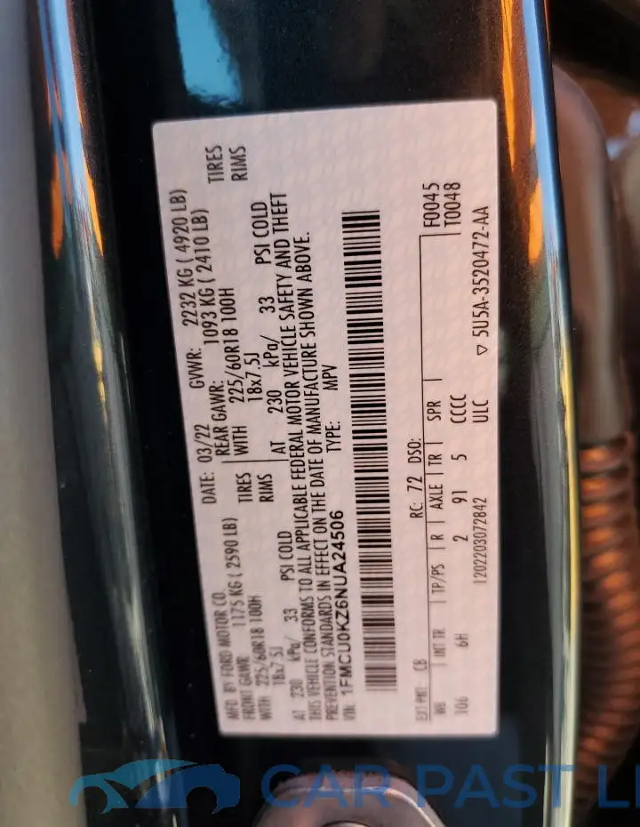 1FMCU0KZ6NUA24506# 12