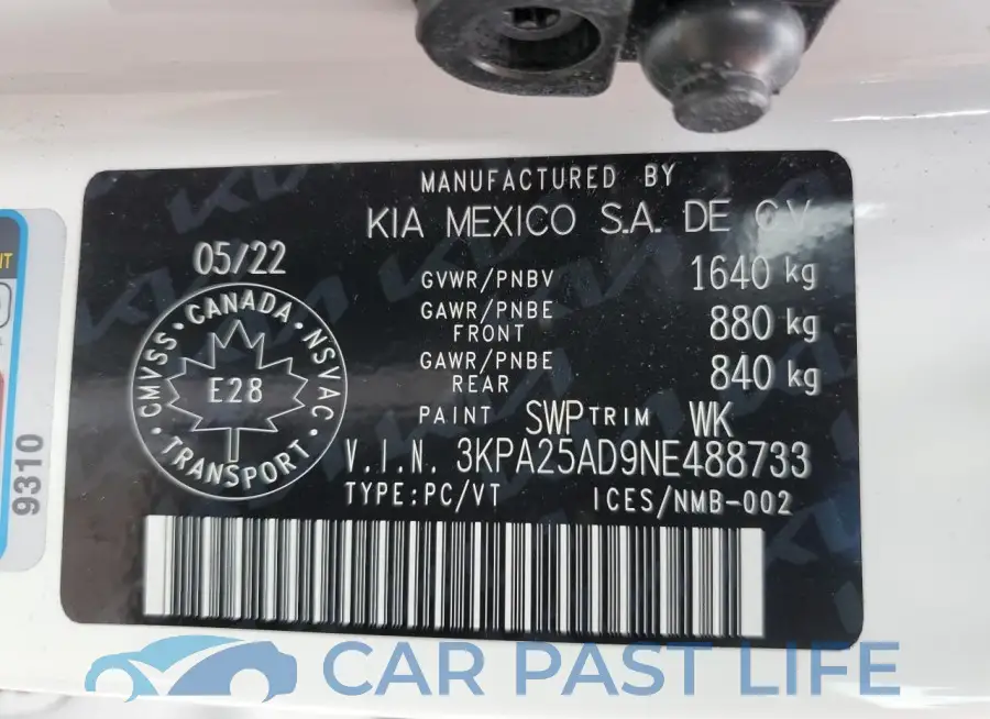 3KPA25AD9NE488733# 13